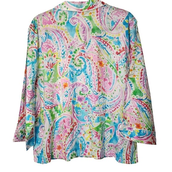 Lauren Ralph Lauren Sleep Shirt Women's‎ Size XL Paisley Long Sleeve Watercolor - Picture 1 of 13